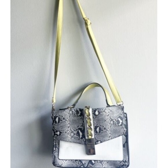Aldo Women’s Snakeskin Purse Top Handle Cailla Crossbody Bag Gray Lime - Picture 1 of 8